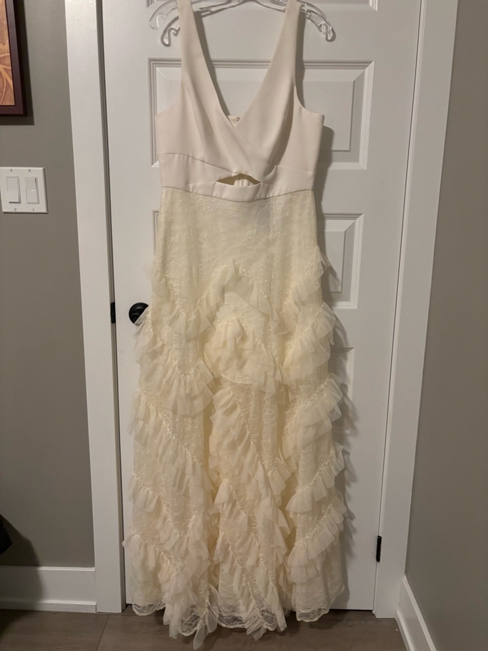 BCBGMaxAzria Gardenia Lace A-Line Gown in Ivory